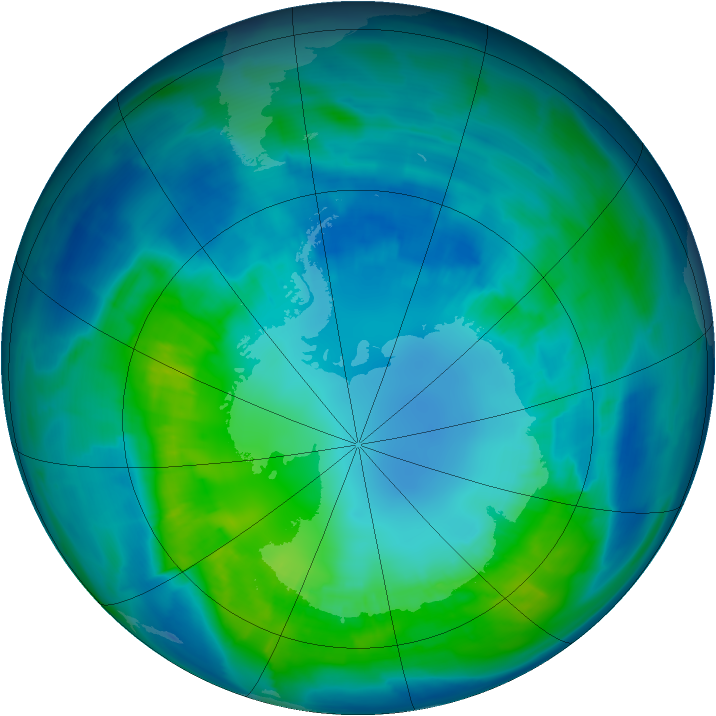 Antarctic ozone map for 19 April 2015